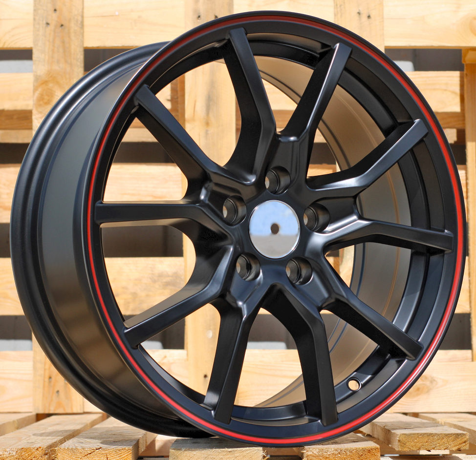 R16x7  4X100  ET  36  60.1  B5253  Black Half Matt+Red Lip (BLHMRL)  For RACIN  (R+D3)