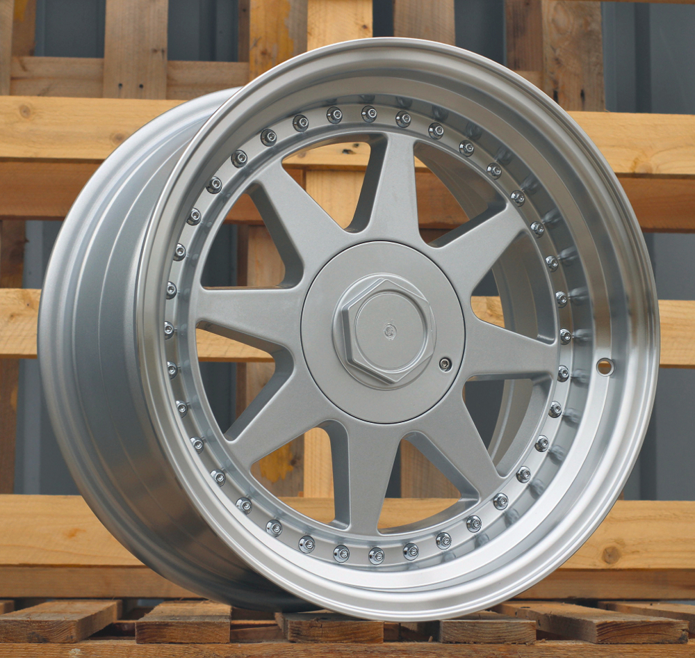R17x7.5  4X100  ET  30  57.1  7905F  Silver+Polished Lip (SP)  For RACIN  (Z6)  (HARTGE Style)