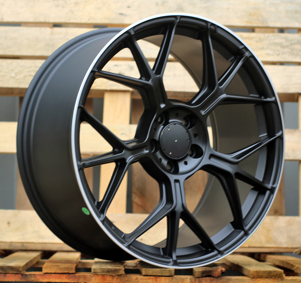 R19x9.5  5X112  ET  43  66.5  FBX120  (F9717)  Black Matt+Polished Lip (BMPL)  For MER  (K3)  (Rear+Front)